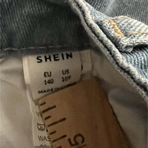 Shein Jeans Girls Size: 10Y | 24 x 23 Inseam Straight Leg Blue Distressed Denim - Picture 6 of 11